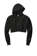 Champion Women's Reverse Weave Cropped Hoodie — RW01W — Black flat front