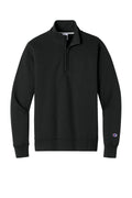Champion Powerblend Eco Midweight Quarter Zip Sweatshirt — S450 — Black flat front