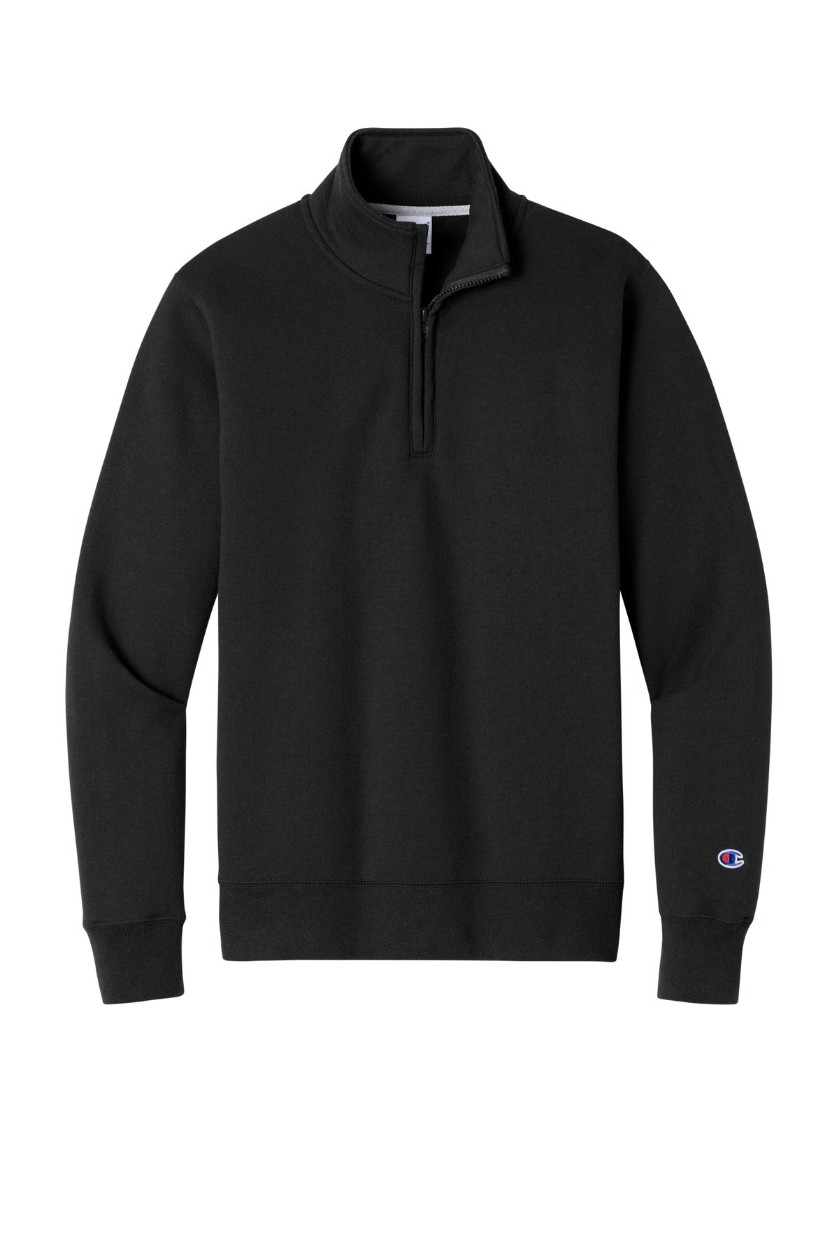 Champion Powerblend Eco Midweight Quarter Zip Sweatshirt — S450 — Black flat front