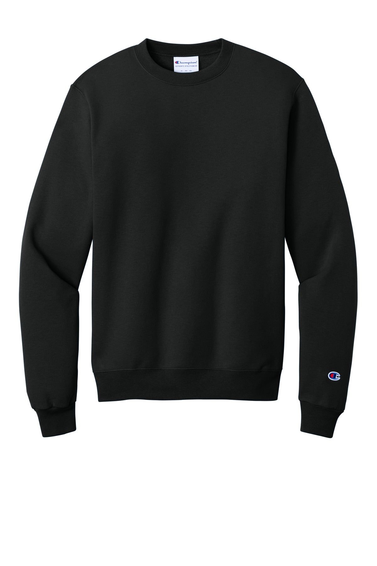 Champion Powerblend Midweight Crewneck Sweatshirt — S6000 — Black flat front