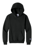 Embroidered Champion Powerblend Midweight Pullover Hoodie — S790 — Black flat front