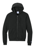 Embroidered Champion Powerblend Midweight Zip Hoodie — S800 — Black flat front