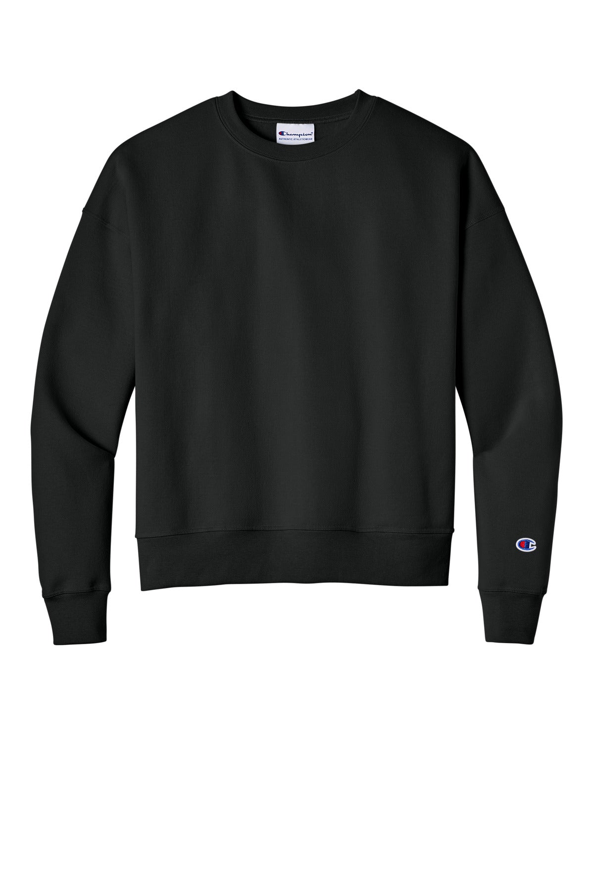 Champion Women's Powerblend Midweight Crewneck Sweatshirt — SL650 — Black flat front