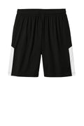 Sport-Tek Competitor United Performance Shorts — ST103 — Black/ White flat front