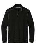 Tommy Bahama Tobago Bay Slub Half Zip Sweatshirt — ST226342TB — Black flat front