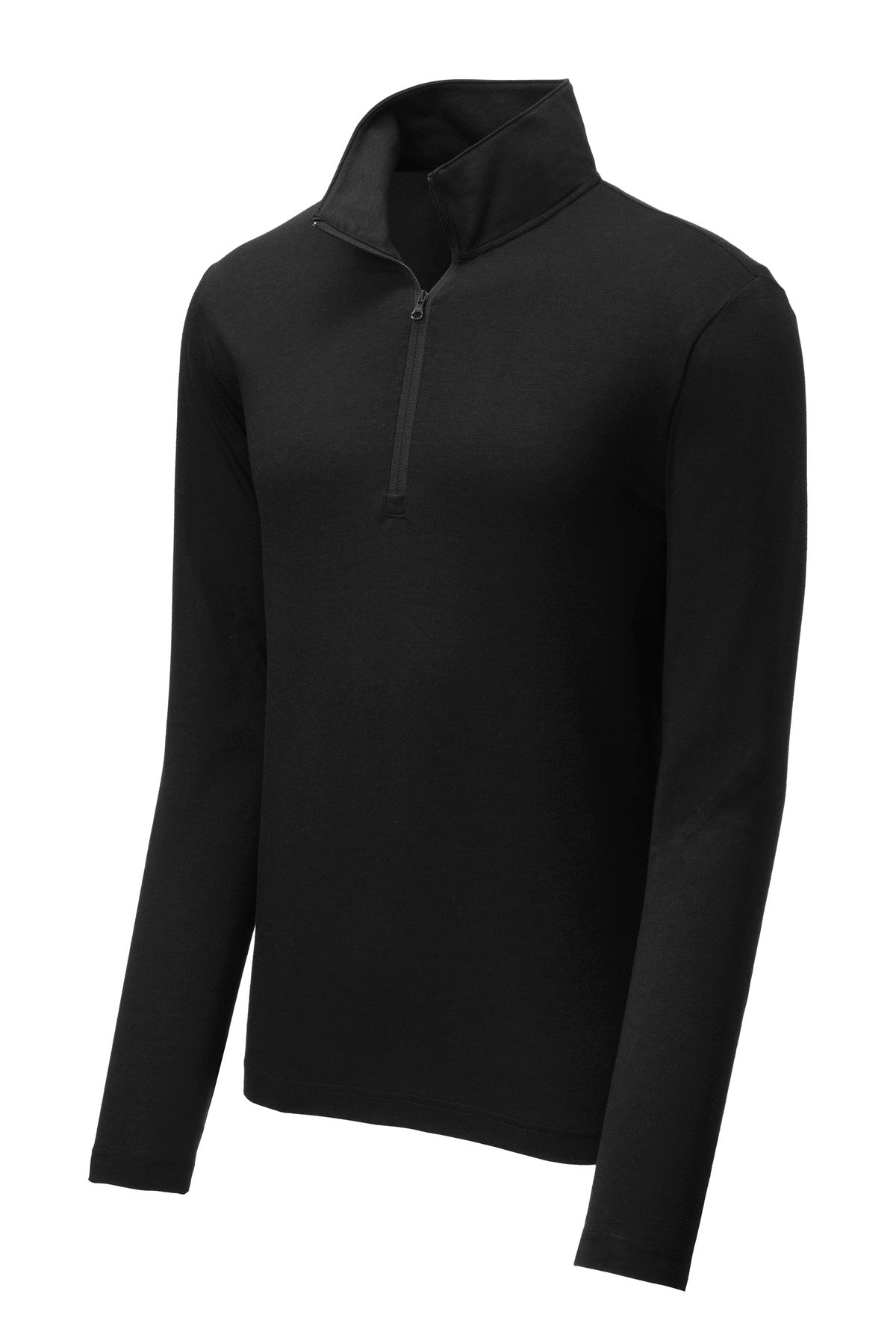 Sport-Tek Tri-Blend Quarter Zip Performance Shirt — ST407 — Black Triad Solid flat front