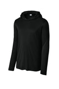 Sport-Tek UPF 50 Hooded Long Sleeve Performance Shirt — ST420LSH — Black flat front