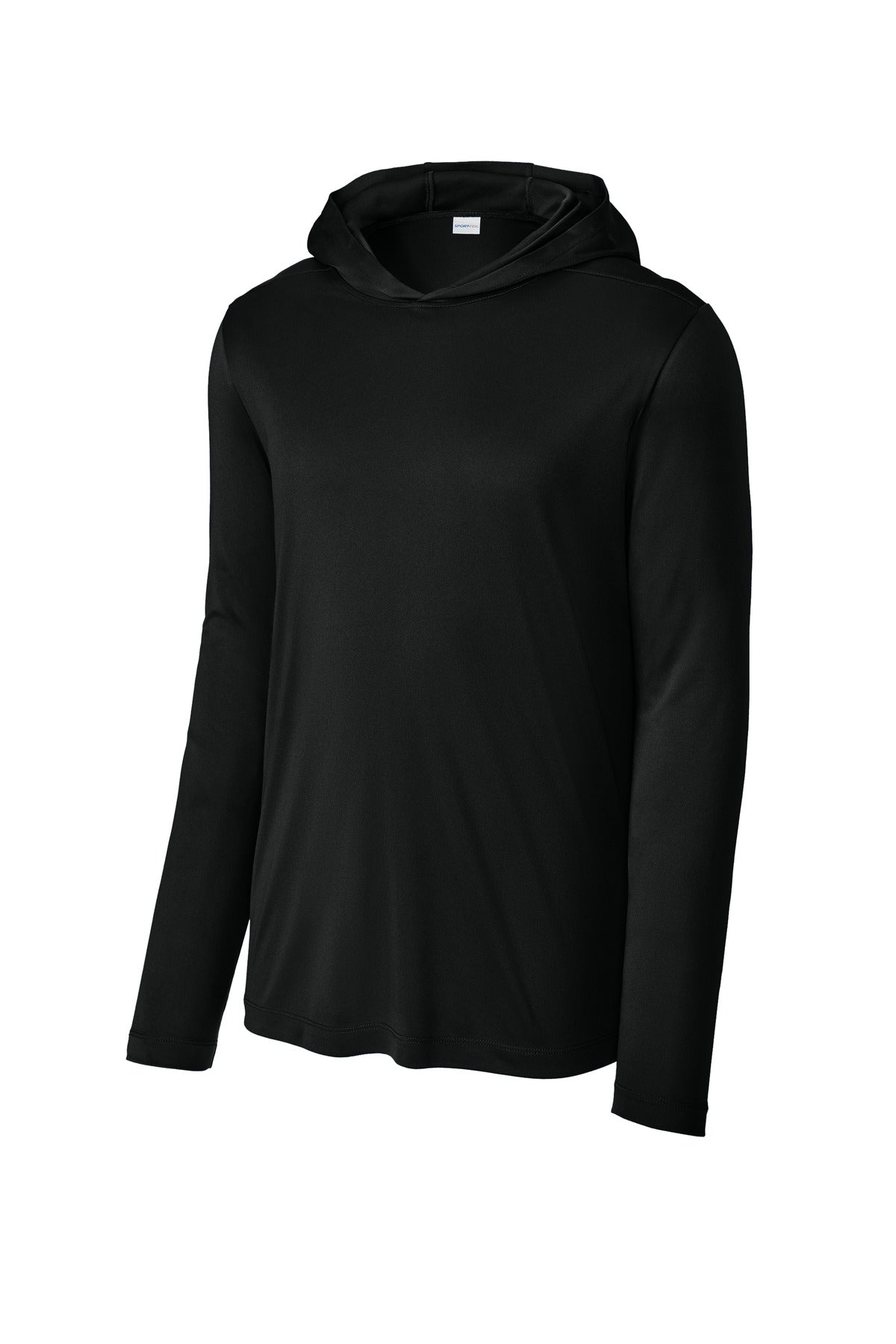 Sport-Tek UPF 50 Hooded Long Sleeve Performance Shirt — ST420LSH — Black flat front