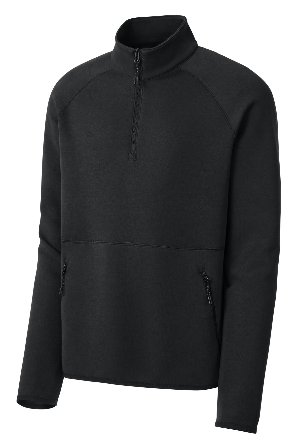 Sport-Tek Phenom Midweight Quarter Zip Sweatshirt — ST841 — Black flat front