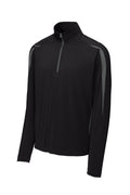 Sport-Tek Contrast Performance Half Zip Pullover — ST851 — Black/ Charcoal Grey flat front
