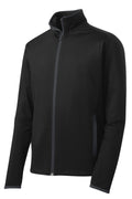 Sport-Tek Sport-Wick Stretch Full Zip Jacket — ST853 — Black/ Charcoal Grey flat front