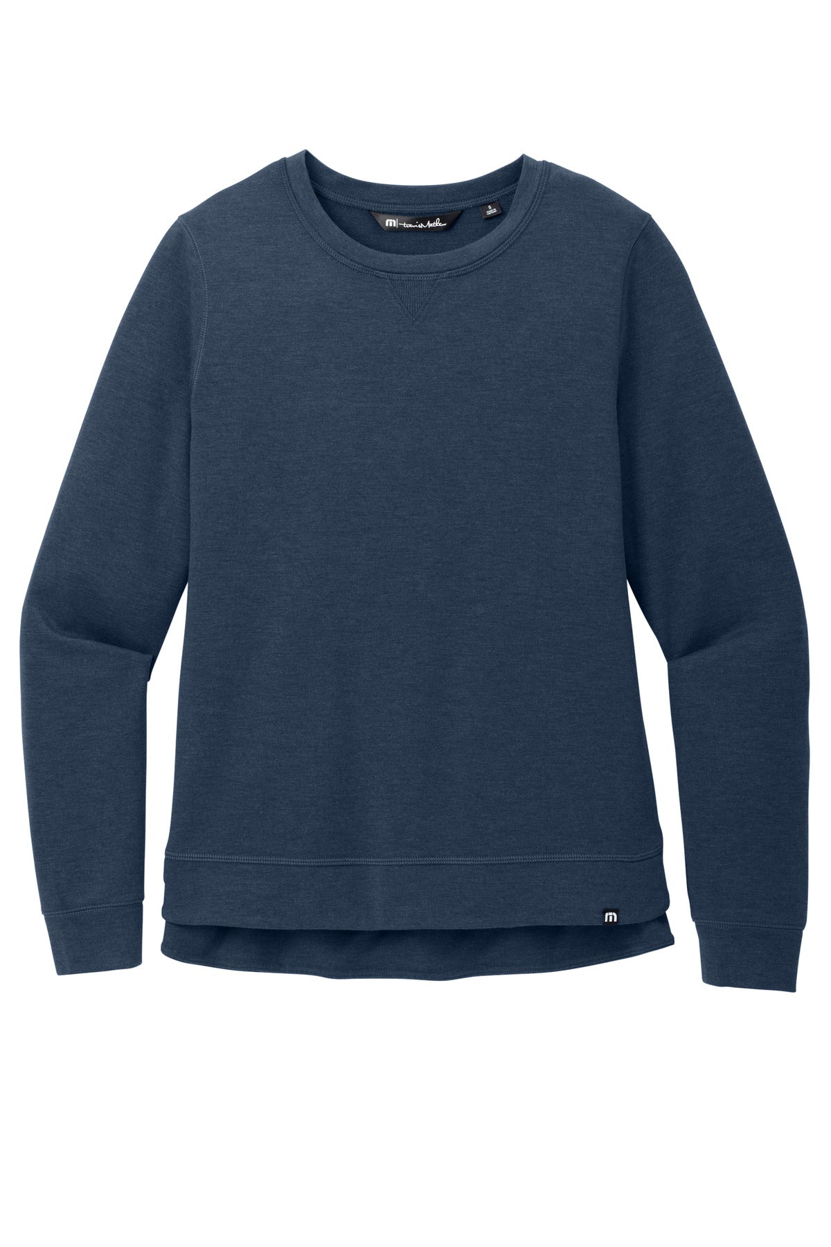 TravisMathew Women's Long Weekend Crewneck Sweatshirt — TM1LD003 — Blue Nights Heather flat front