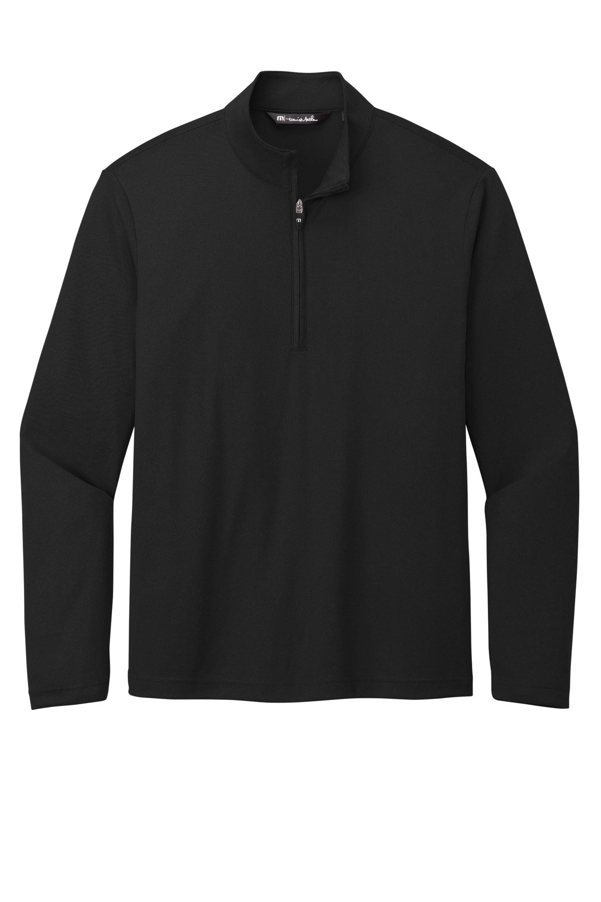 TravisMathew Coto Performance Quarter Zip Shirt — TM1MY397 — Black flat front