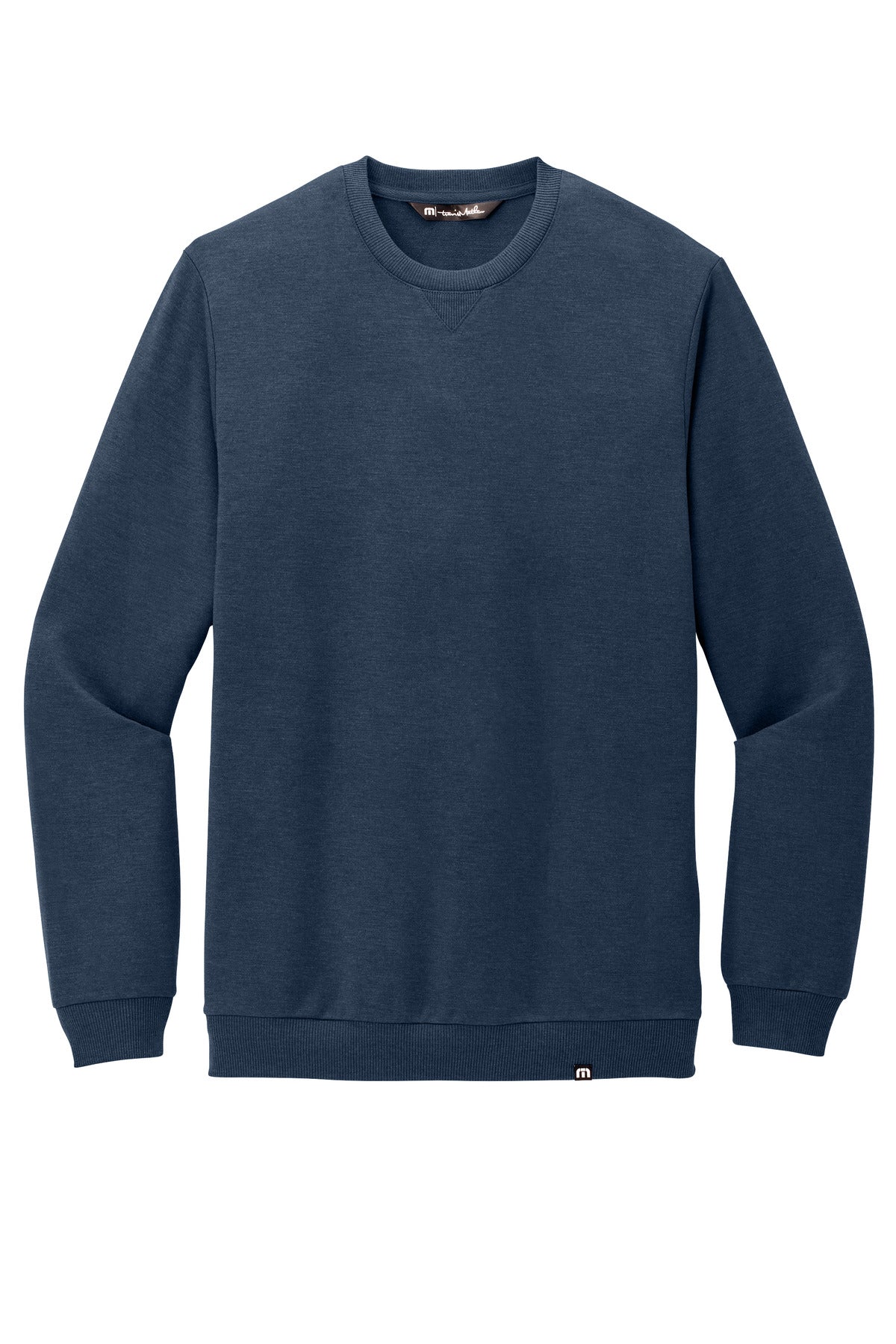 TravisMathew Long Weekend Crewneck Sweatshirt — TM1MZ342 — Blue Nights Heather flat front